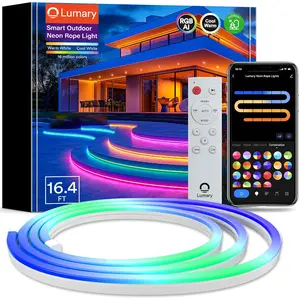 Lumary Smart Outdoor Neon Rope Lights, Waterproof IP65, RGBAICW Color Changing Silicone Flexible Outdoor Lights, Music Sync Neon Lights for Decor lights  for christmas Modern