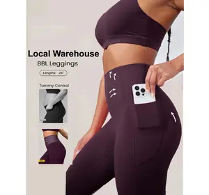 GLOWMODE 24'' BBL CoreHold Tight Fit Boning Tummy Control FeatherFit-Sculpt Leggings with Side Pockets TikTokShopBlackFriday