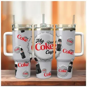 Diet Coke Tumbler 20oz 40oz with Handle - Diet Coke Logo Pattern 20oz Tumbler Cup, Soda Lover Gift, Funny Beverage Tumbler, Diet Coke Fan Gift for Women & Men