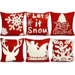6 PCS Christmas Pillow Covers 18x18inch Christmas Decorations Pillows Covers Christmas Decorative Throw Pillows Cases Sofa