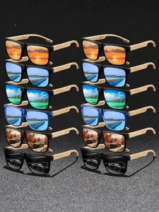 12pcs fashionable hollow out unisex sunglasses,with multiple colors to choose from,vintage imitate wood grain like hollow-out frames made,equipped with UV400 protective lenses,very suitable for leisure and outdoor use,essential for autumn and winter.