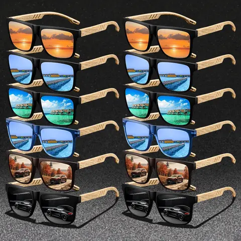 12 Pairs Retro Hollow Frame Unisex Glasses, Vintage Fashion Eyewear, Imitation Wood Grain Design, Various Colors, Lightweight Eco-Friendly, Comfortable to Wear, Suitable for Leisure, Outdoor, Beach & Travel