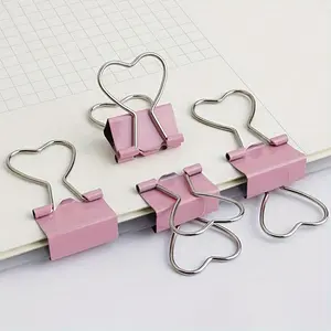 6pcs Metal Pink Heart-Shaped Long Tail Clips for Paper, Notes, Photos, and Documents Organization - Office, Home, School, and Crafting Accessories