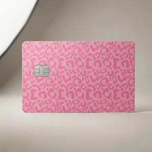 Pink Leopard Credit Card Skin Cute Waterproof Vinyl Sticker Aesthetic Card Cover 3.37 x 2.125 in Premium Laminated