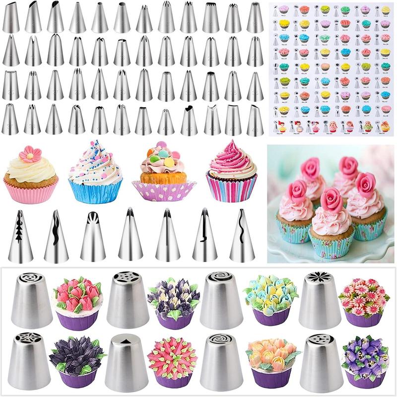 356Pcs Home Cake Decorating Kit Complete Baking Tools With Non Slip Turntable Icing Tips Beginner Must Have Multi Scene Decoration Essential