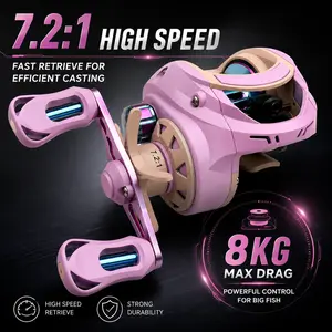 TRONMER Baitcasting Reel, 7.2:1 High Speed Gear Ratio, 8kg Max Drag, Left/Right Handle, Magnetic Brake, Fishing Accessories for Trout & Bass - Durable Fishing Tackle