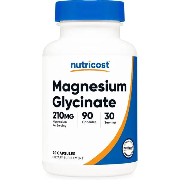 Magnesium Glycinate Capsules, 90 Capsules, 210mg Per Serving