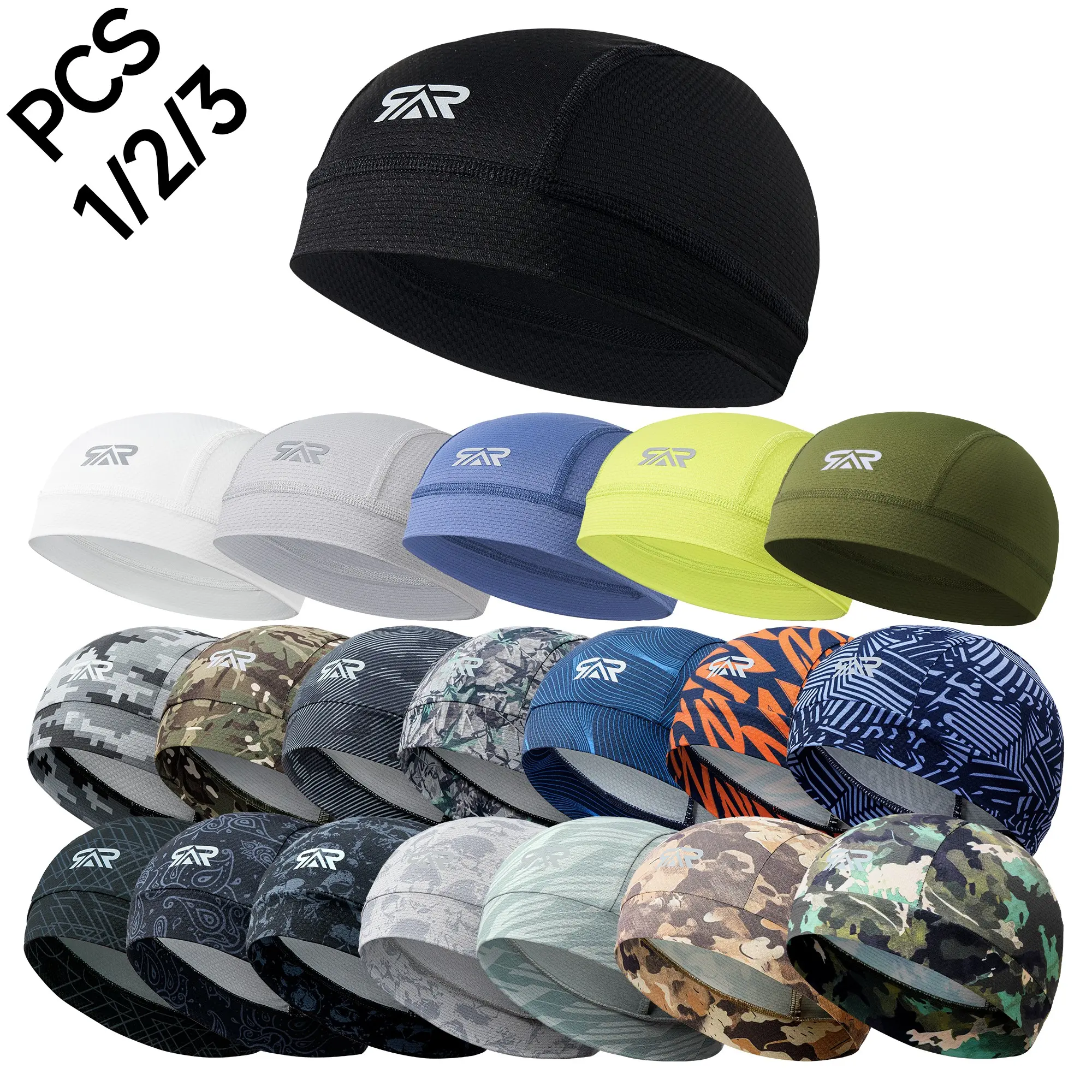 1/2/3-Pack Sun Protection Helmet Liner Cap, Quick-Dry Breathable Skull Cap for Cycling & Hair Protection