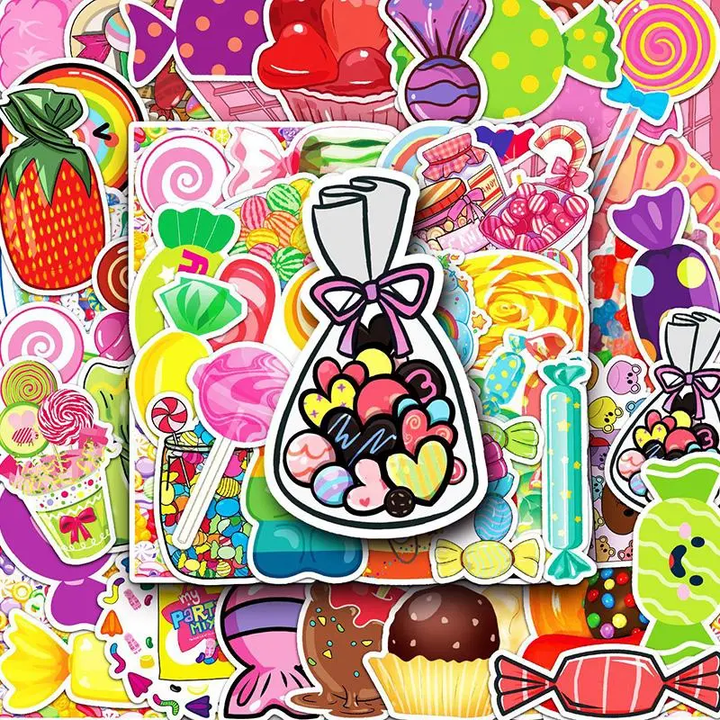 Candy Food Series Sticker, 50pcs/set Waterproof Decorative Sticker, DIY Creative Sticker for Phone Case, Laptop, Notebook, Helmet, Skateboard