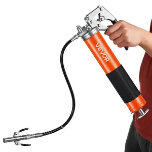 VEVOR Grease Gun, 8000 PSI, Pistol Grip Grease Gun Kit with 14 oz Capacity, Includes 18-Inch Flex Hose, Double Handle Grease Coupler, Extension Rigid Pipe Sharp Type Nozzle for Automotive, Marine