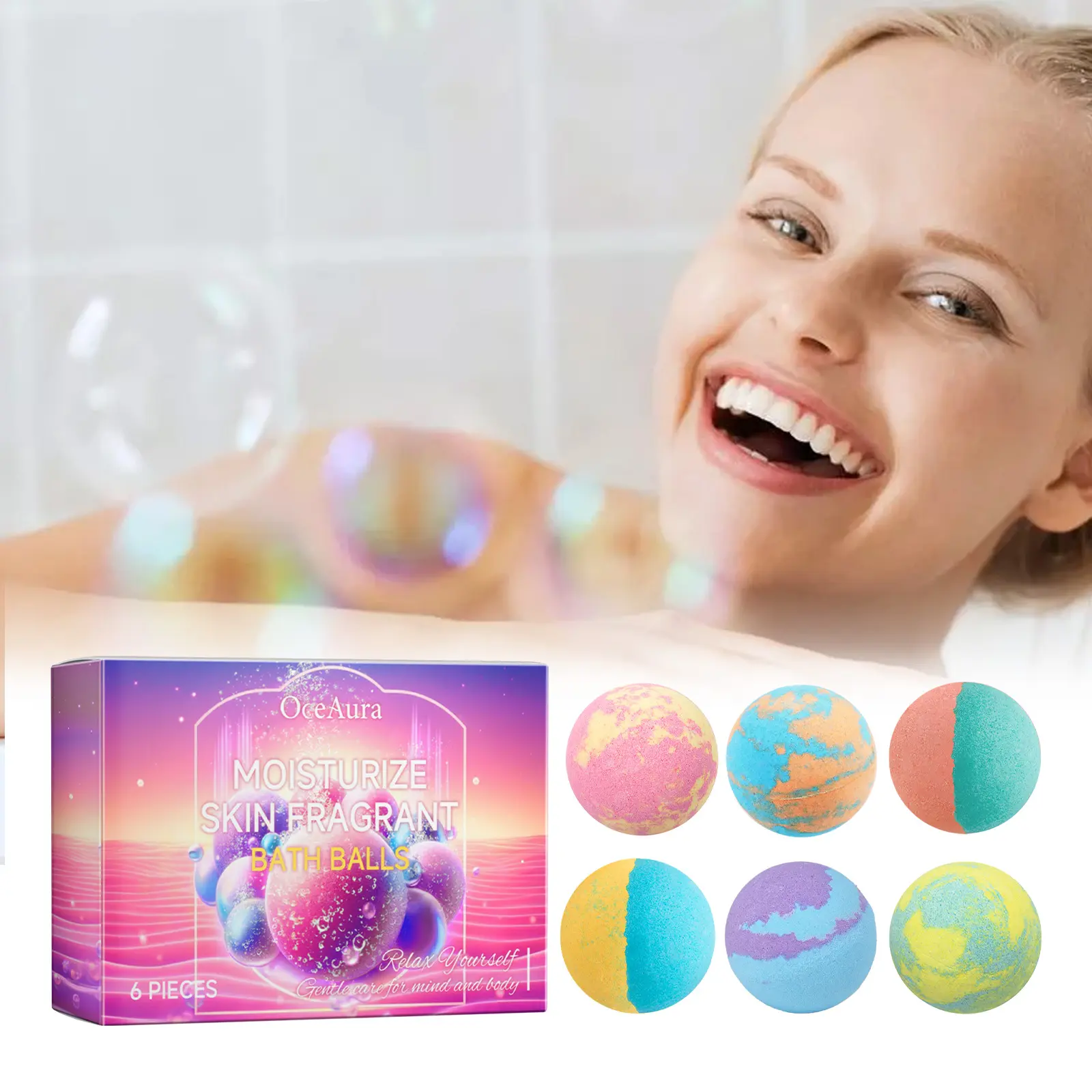 OceAura Botanical Bath Bombs | Hydrating Bubble Spa + 12H Flower Power Fragrance  #DetoxInSeconds Body Care Moisture