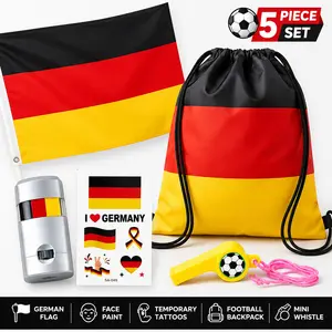 5Piece German Soccer Fan Gear Set 3×5 FT German Flag, Drawstring Bag, Face Paint, 2026 League Match Day Party Favors for Sports & Outdoor Enthusiasts
