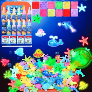 Summer Gifts Glow in The Dark, Magic Water Elf Toy Kit, Aqua Fairy Water Gel Kit, 12 Gels 12 Ocean Molds, Squishy Maker Party Birthday Toys Gifts for 3-12 Years Boys Girls, Arts & Crafts DIY STEM Kits for Kids