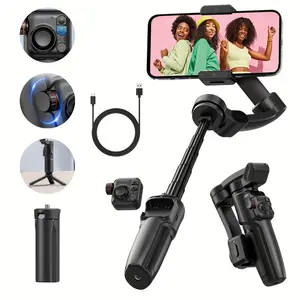 3-Axis Foldable Phone Gimbal Stabilizer with Detachable Remote, Smart Tracking, Built-in 184mm Extension Rod, Compatible with 50–90mm Phones, Aluminum Alloy Stick, One-Touch Shooting, Exclusive App