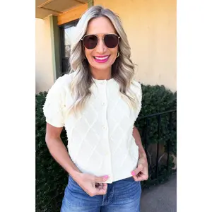 Textured Diamond Pattern Knit Cardigan