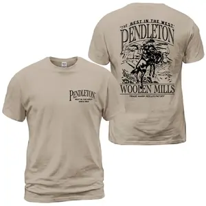 Pendleton Woolen Mills Cowboy T-Shirt, Western Horse Rider Back Print Graphic Tee, Best In The West Vintage Ranch Shirt, Outdoor Cowboy Style Gift for Men and Women - KitchenEra