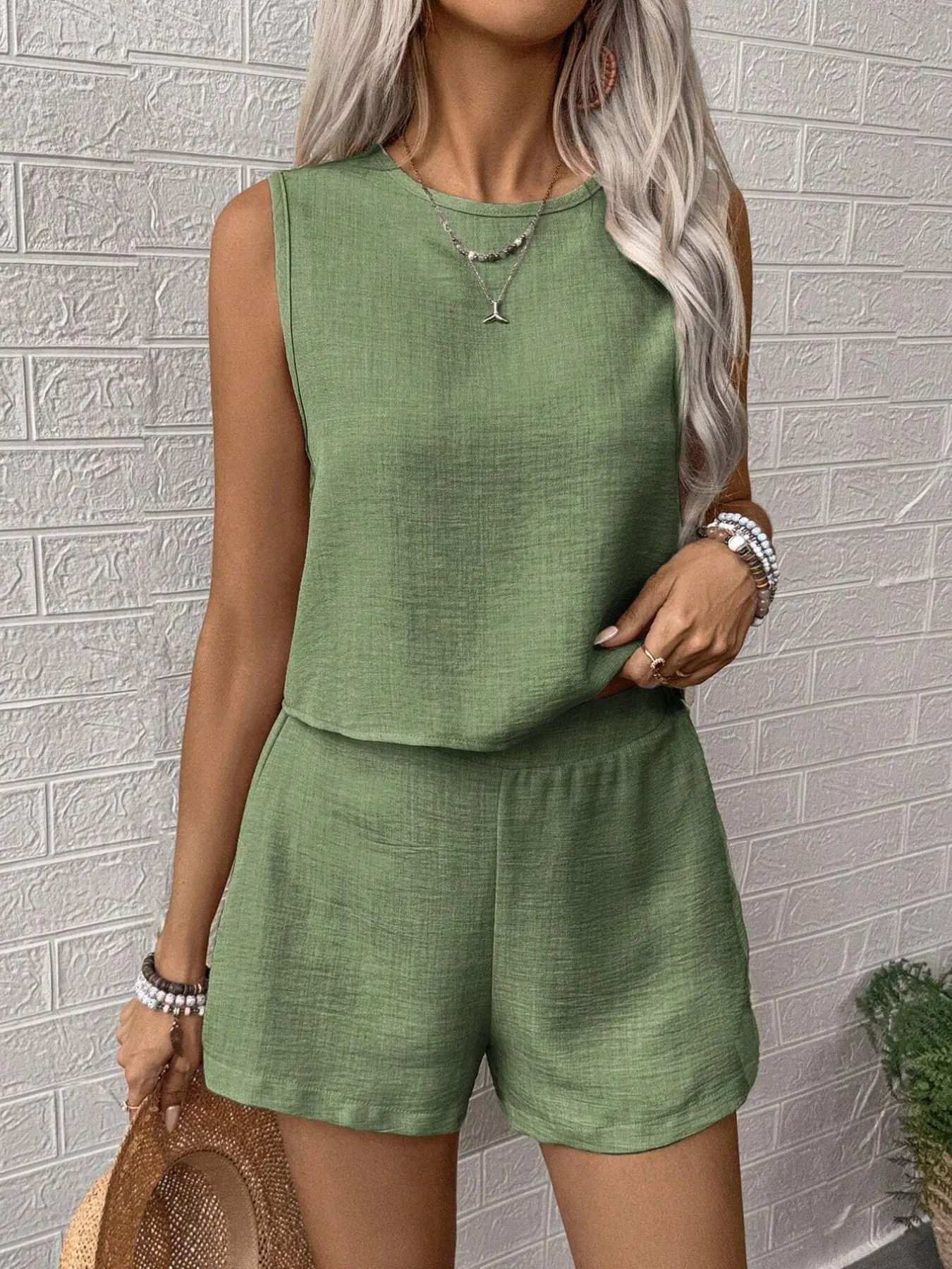 2026 Women's Summer Vest, 2 Piece Vacation Set, Linen Material, Comfortable & Stylish Design, Perfect for Warm Weather