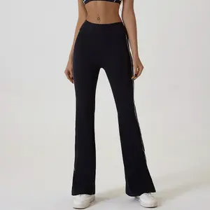 Women's High-Waisted Sports Leggings  Flared Split-Hem Pants for Yoga  Fitness and Casual Wear  Blending Athletic and Leisure Styles
