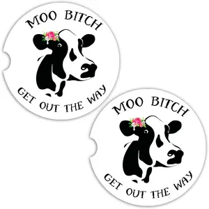 Cow  Coasters for Cup Holders - 2 Pack Cute   Accessories for Women, Funny Highland Cows Stuff Decor, Absorbent Ceramic Cup Holder Coaster for  to Keep Clean, Country Western