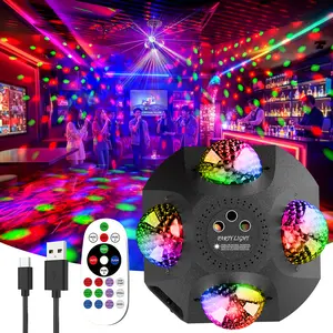 1pcs 4 Magic Ball LED Projection Lights - Voice-Controlled RGB Rotating Disco Lights with Remote Control for KTV, Bar Party (Home Improvement Novelty Lighting)