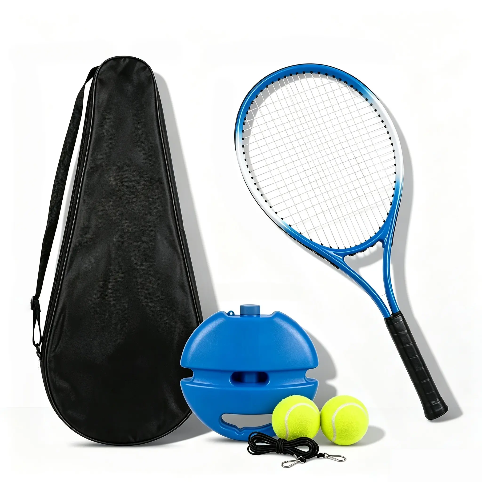 Solo Tennis Trainer Rebound Set with Racket& 2 Balls - Portable Self- Equipment Adult Recreational Tennis Racket carbon fiber paddle rope practice