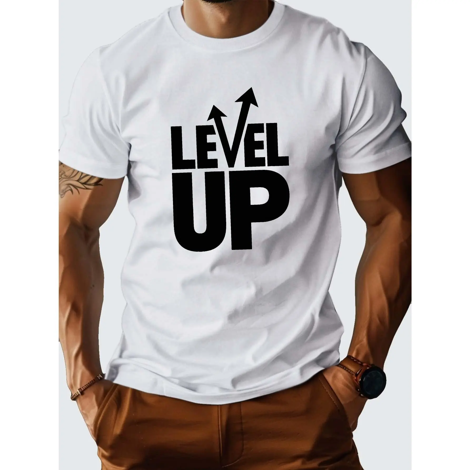 1 piece, 100% cotton t-shirt, LEVEL UP cotton men's t-shirt comfort version