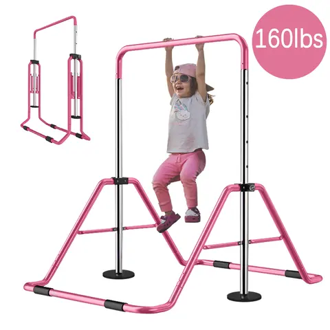 Lilypelle Kids' Gymnastics Bars - Gymnastics Equipment with Adjustable Height, Foldable Frame, Steel Build, Triangular Base, Folding Kip Bar for Home Training, Ages 3-7 familyfun