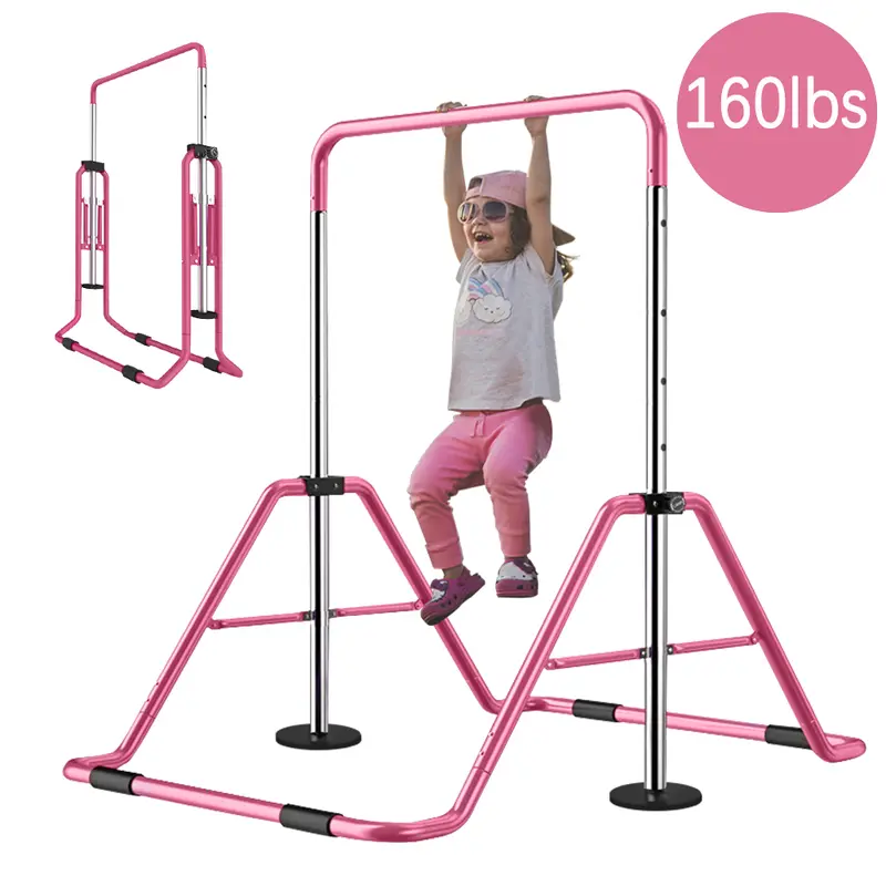 Lilypelle Kids' Gymnastics Bars - Gymnastics Equipment with Adjustable Height, Foldable Frame, Steel Build, Triangular Base, Folding Kip Bar for Home Training, Ages 3-7 familyfun
