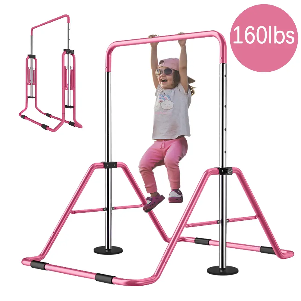 Lilypelle Gymnastics Bars for Kids with Adjustable Height, Folding Gymnastic Training Kip Bar, Junior Expandable Horizontal Monkey Bar for Home