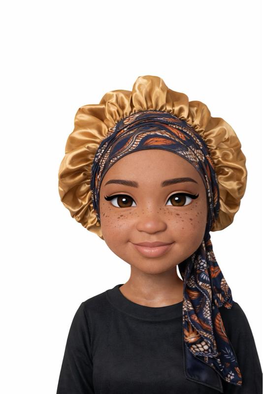 Crown’d Essence Satin Bonnet - Adjustable Wrap-Around Tie for Secure Fit, Reduces Frizz, Prevents Breakage, Locks in Moisture, Ideal for Curls, Braids, Silk Press, Natural Hair