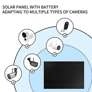 NORWILL 5W Solar Panel for Security Cameras with Micro USB & USB-C Ports DC 5V Outdoor Rechargeable 8000mAH Battery IP65 Waterproof 360° Adjustable Bracket 10ft Cable