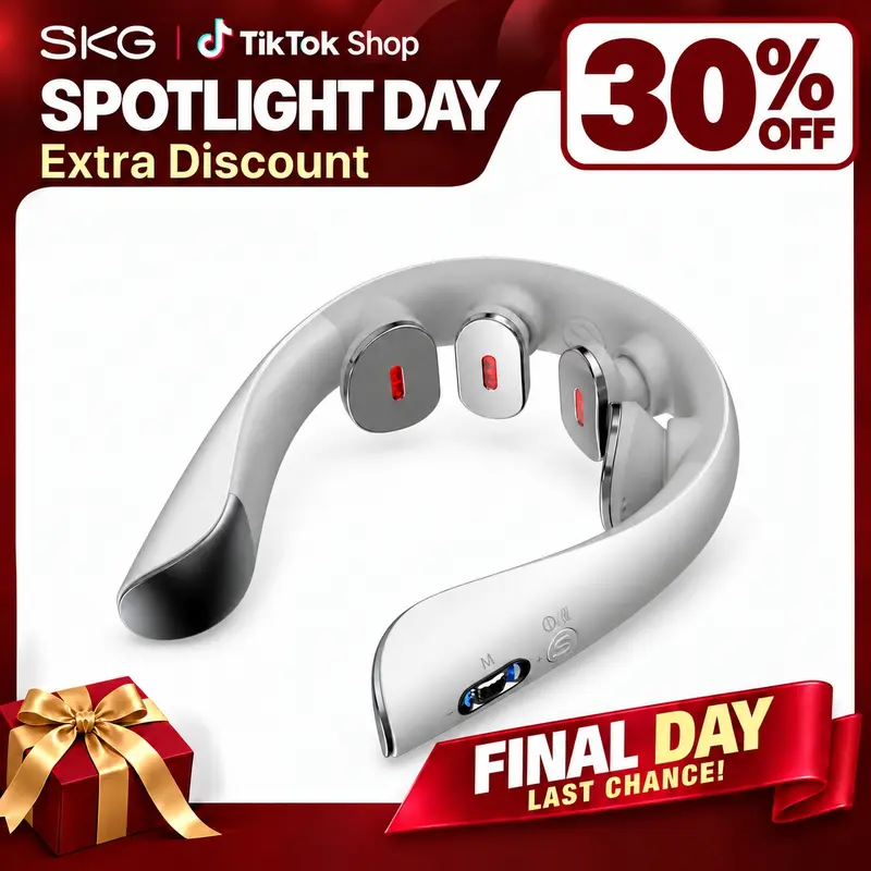 SKG K5-3 PRO Neck Massager with Heat, Electric Pulse Vibration Traction Red Light, Portable Neck Relaxer for Tension Relief, Mother Gift,back to school,back to school haul