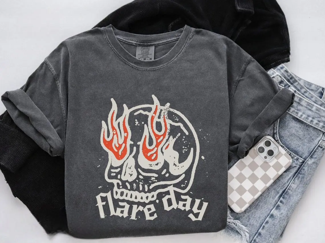 Comfort Color Flare Day Shirt Skull Skeleton Chronic Illness Gift Fibromyalgia shirt Endometriosis Ehlers Danlos Multiple Sclerosis Migraine T-shirt