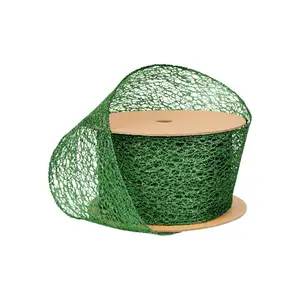 3" Mesh Wired Ribbon | Green | 10 Yard Roll