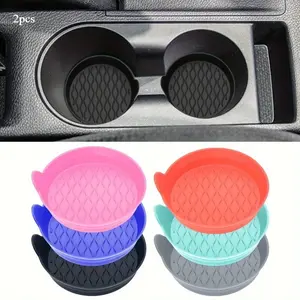 2pcs/Set Premium Silicone Universal Car Coaster - Upholstery Care - Protect Cup Holder, Spill-Proof, Durable, 6 Colors Available, Easy to Clean, Car Accessories