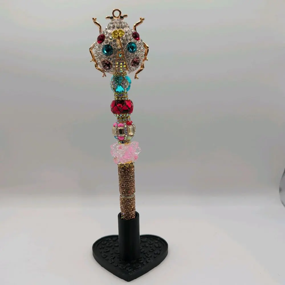 Elegant Beaded Ladybug Pen with Rhinestone Accents for Stylish Writing Customizable Beadable Design and Sparkling Rhinestone Accents