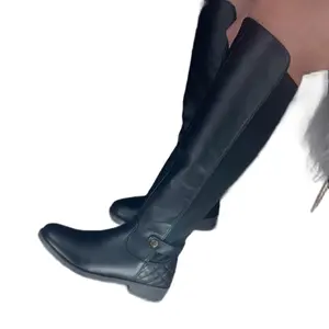 Delia-Women's High Knee Wide Calf Boots - Flat Heel, True to Size, Side Zipper Close, Round Toe, Comfortable Footwear