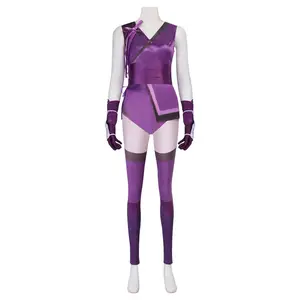 Mileena Cosplay Costume Full Set Purple Shawl Top Pants Mask Gloves Belt Wrist Strap for Comic Con