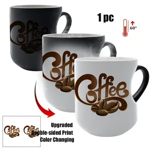 Thermosensitive Ceramic Mug, Heart-Shaped Handle, 11 Oz/330ML, Color-Changing Coffee Cup, Reusable, Non-Slip, Perfect Gift, Beverage Mug