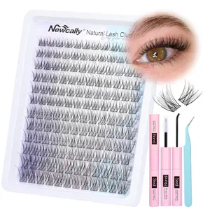 Natural Lash Clusters Kit Wispy Lash Extension Kit Cluster Eyelash Extension C Curl Cluster Lashes Kit DIY Eyelash Extension Kit Natural Eyelash Clusters with Lash Bond and Seal by Newcally