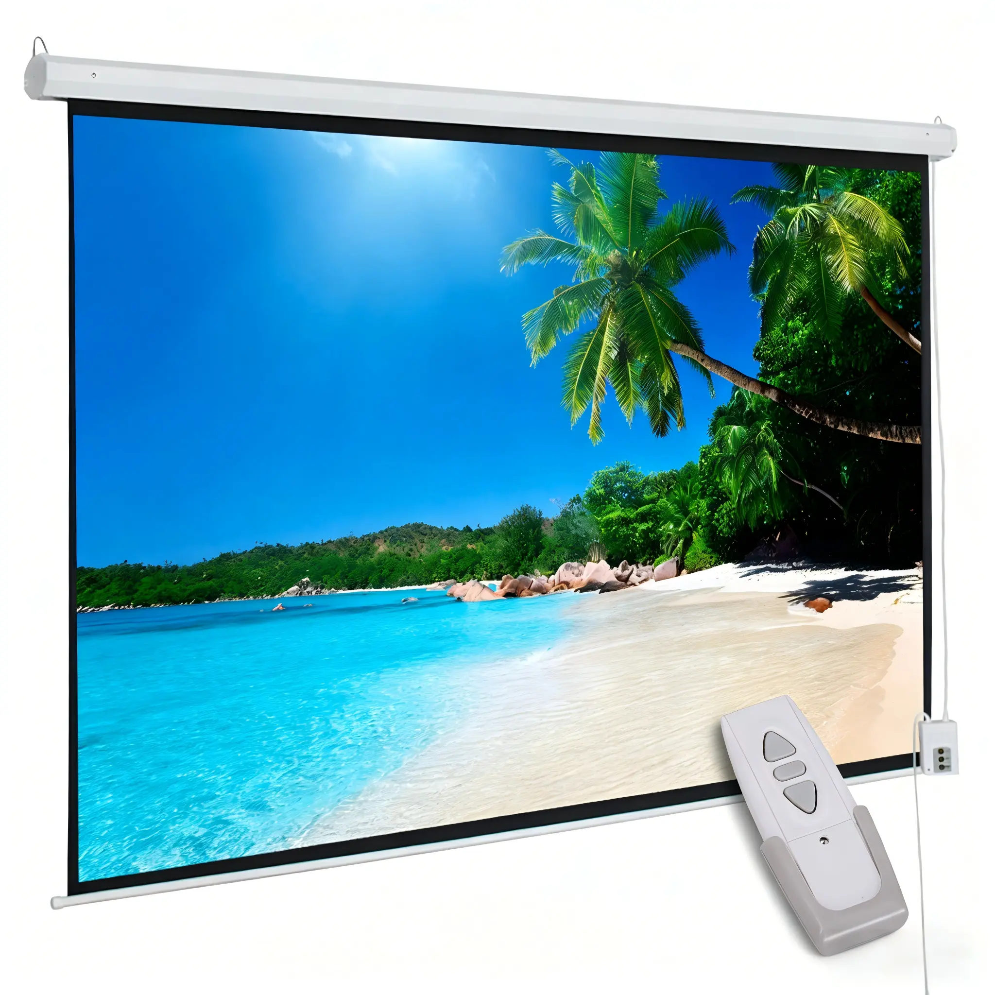 Motorized Projector Screen 100 Inch, 4 3 Matte White Projection Screen with 80 x 60 Viewing Area and Remote Control, Wall Ceiling Mount for Home Theater