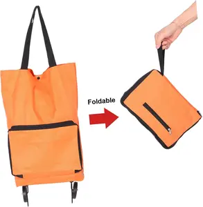 Foldable Shopping Cart, Multifunctional Strong Bearing Large Capacity Portable Wheeled Shopping Bag for Camping