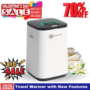 NovaGlame Large Portable Towel Warmer 22L - Rapid Heating, 4 Detachable Hooks, LED Digital Display, Safety Lock, Ideal Towel Warmer for Bathroom & Use Light Gift