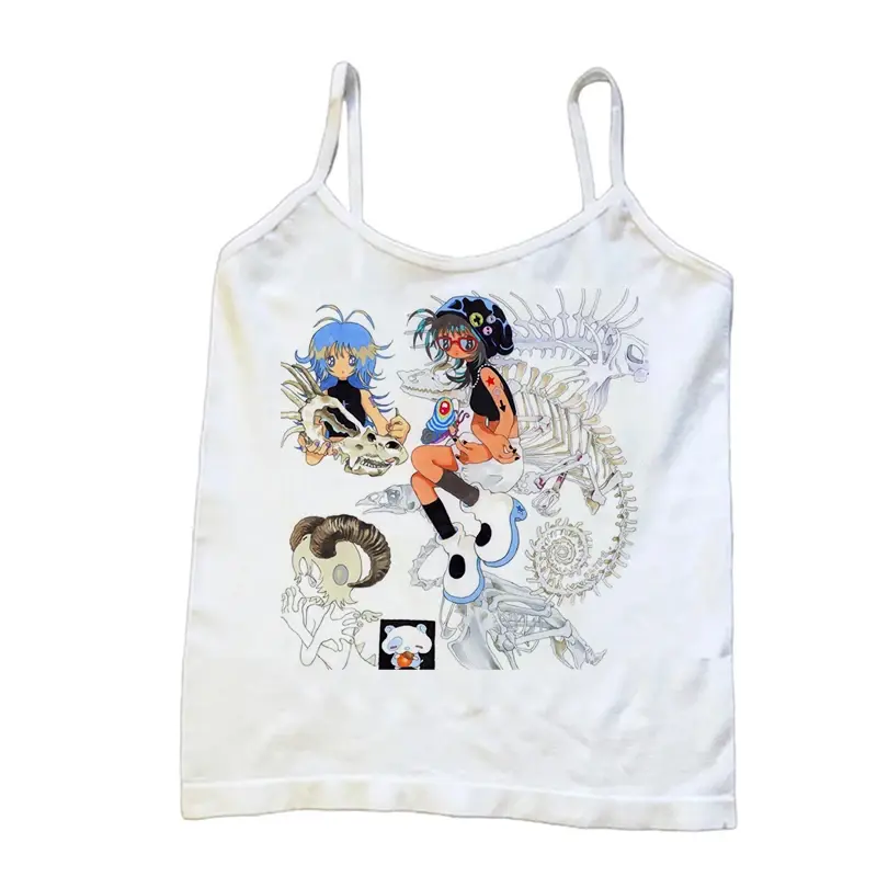 Anime Cartoon Aesthetic Emo Y2K Tops Summer Top Streetwear Gothic Graphic Cool Girl T-Shirt Vintage Short Sleeve Tshirt HIZILENT