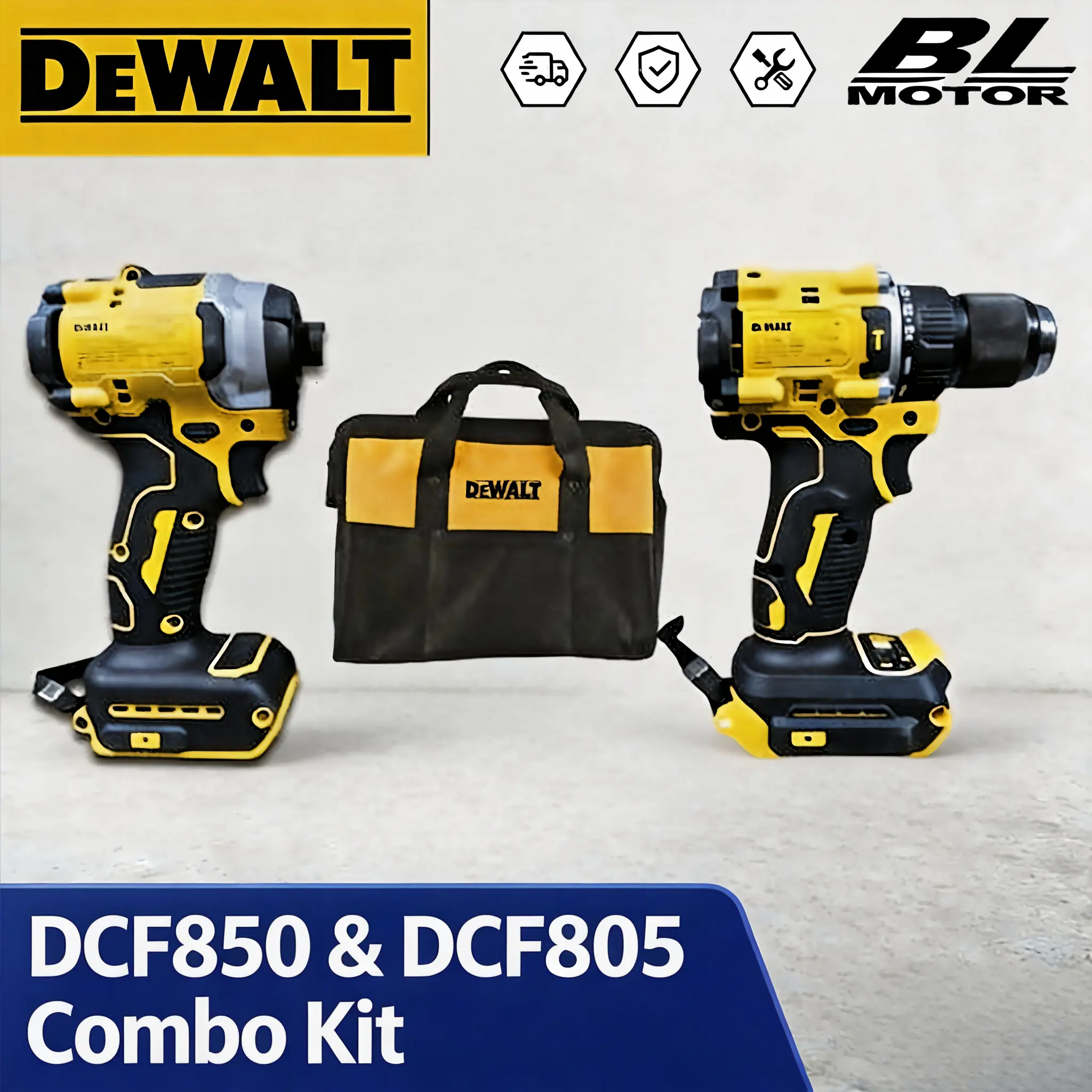 DeWalt DCF850 & DCF805 Combo Kit - Compact Impact Driver, Drill Set with Soft Rubber Handle for Home Improvement, Construction (Tools & Hardware Hand Tools Multitools Accessory) high torque impact wrench
