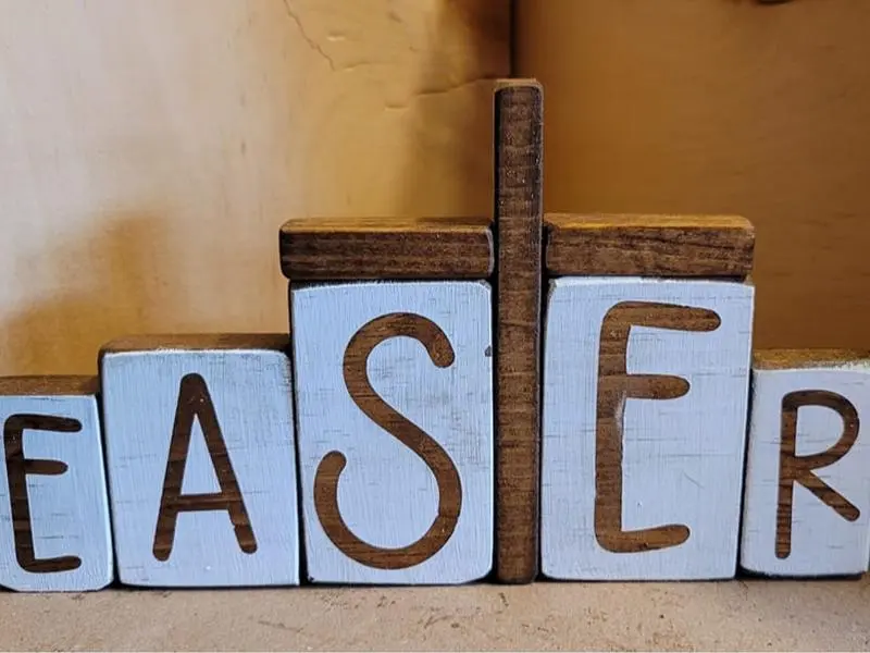 Wooden Easter Cross Sign  Decor