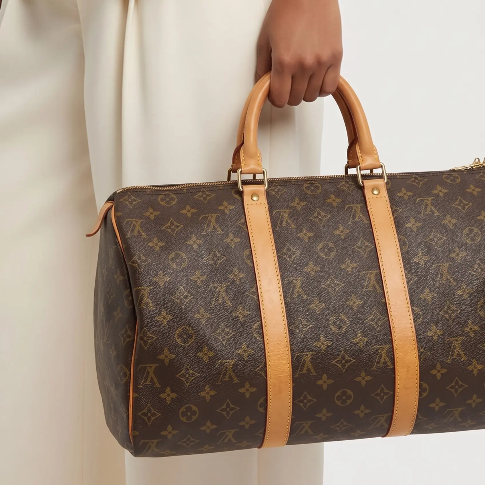 Pre-owned Louis Vuitton Canvas Luggage Monogram Keepall 55 Top Handle Luggage