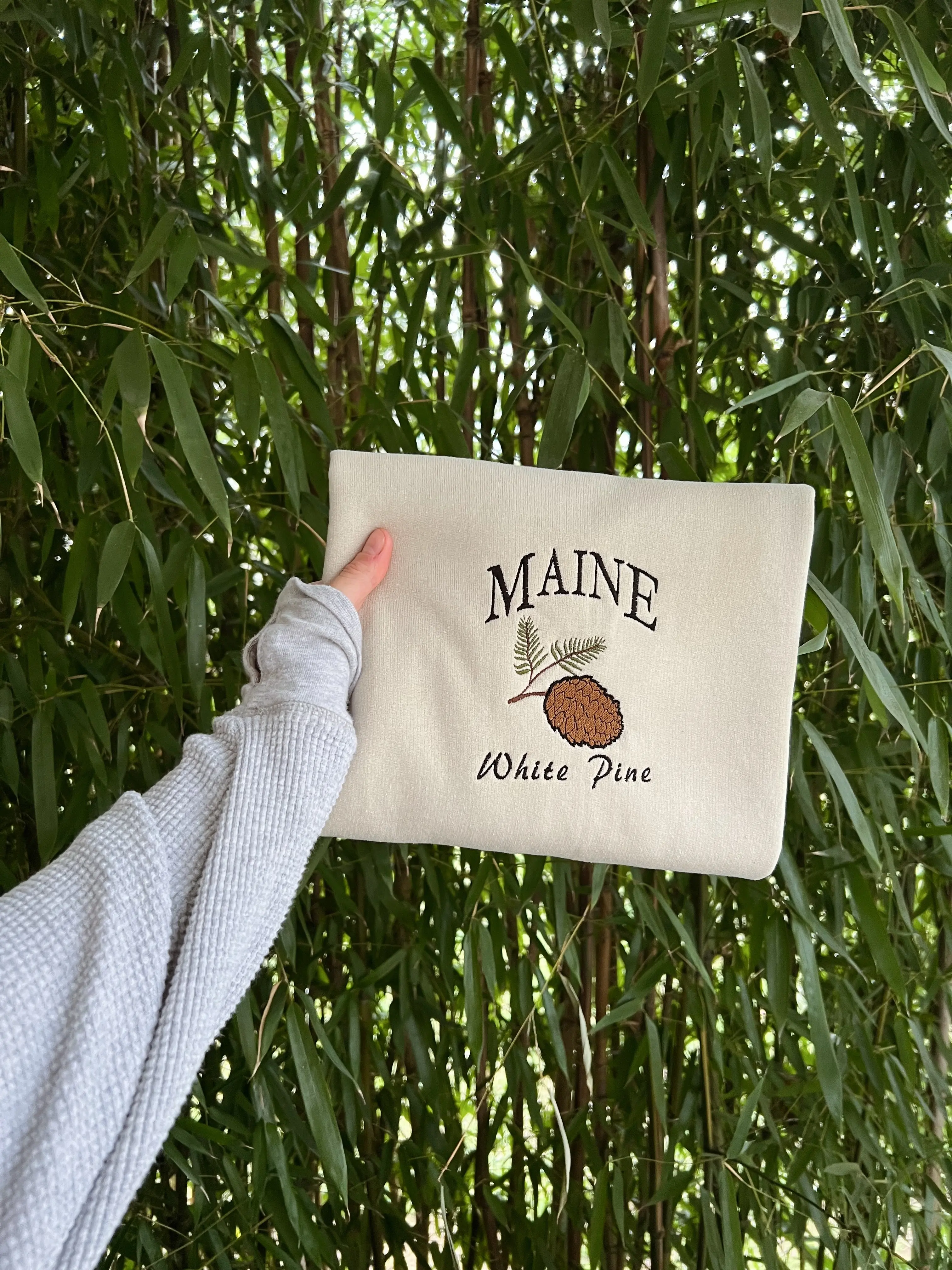 Maine State Flower Embroidered Crewneck - Authentic State Flower Design in High-Quality Fabric