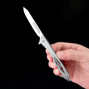 Stainless Steel 60mm Craft Knife, Sharp Paper Cutter, Keychain Attachment, Portable Unboxing Tool, Replaceable Blade, Ideal for Quick Tasks
