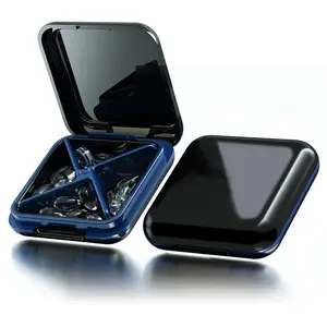 MOODKEY Small Pill Box Waterproof Travel Pill Case Portable Daily Pill Container Pill Holder for Purse 4 Compartments Pocket Compact Medicine Organizer for VitaminFish OilsSupplementsMedication